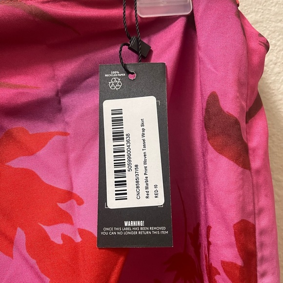 Red and Pink Floral Fringe Skirt - Picture 2 of 3